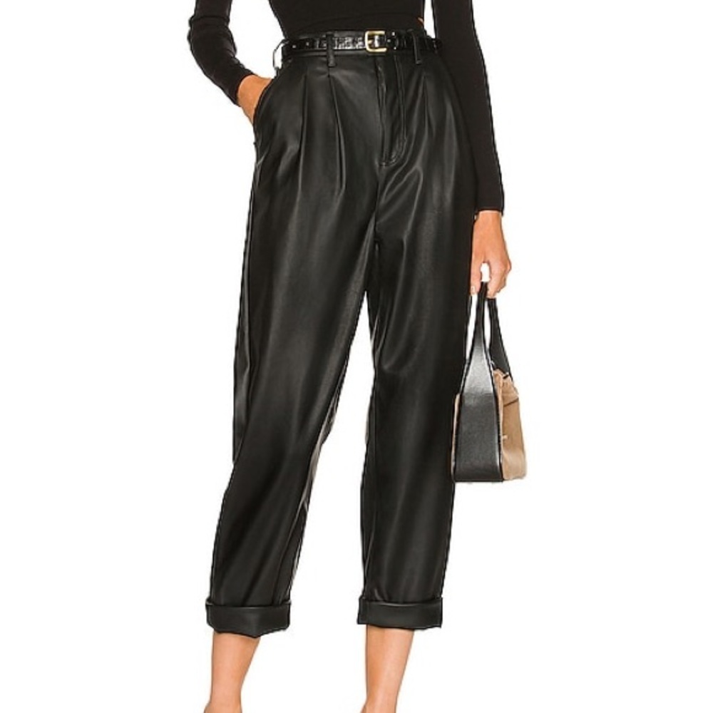 Revolve Pistola Kellin Pleated Faux Leather Trouser - 25